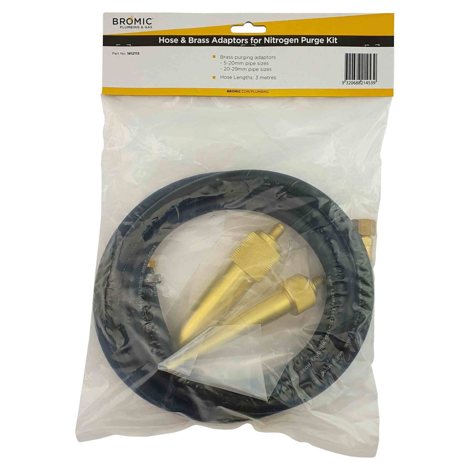 Bromic Pipe Welding / Brazing Purge Kit - Hose and Brass Nozzles