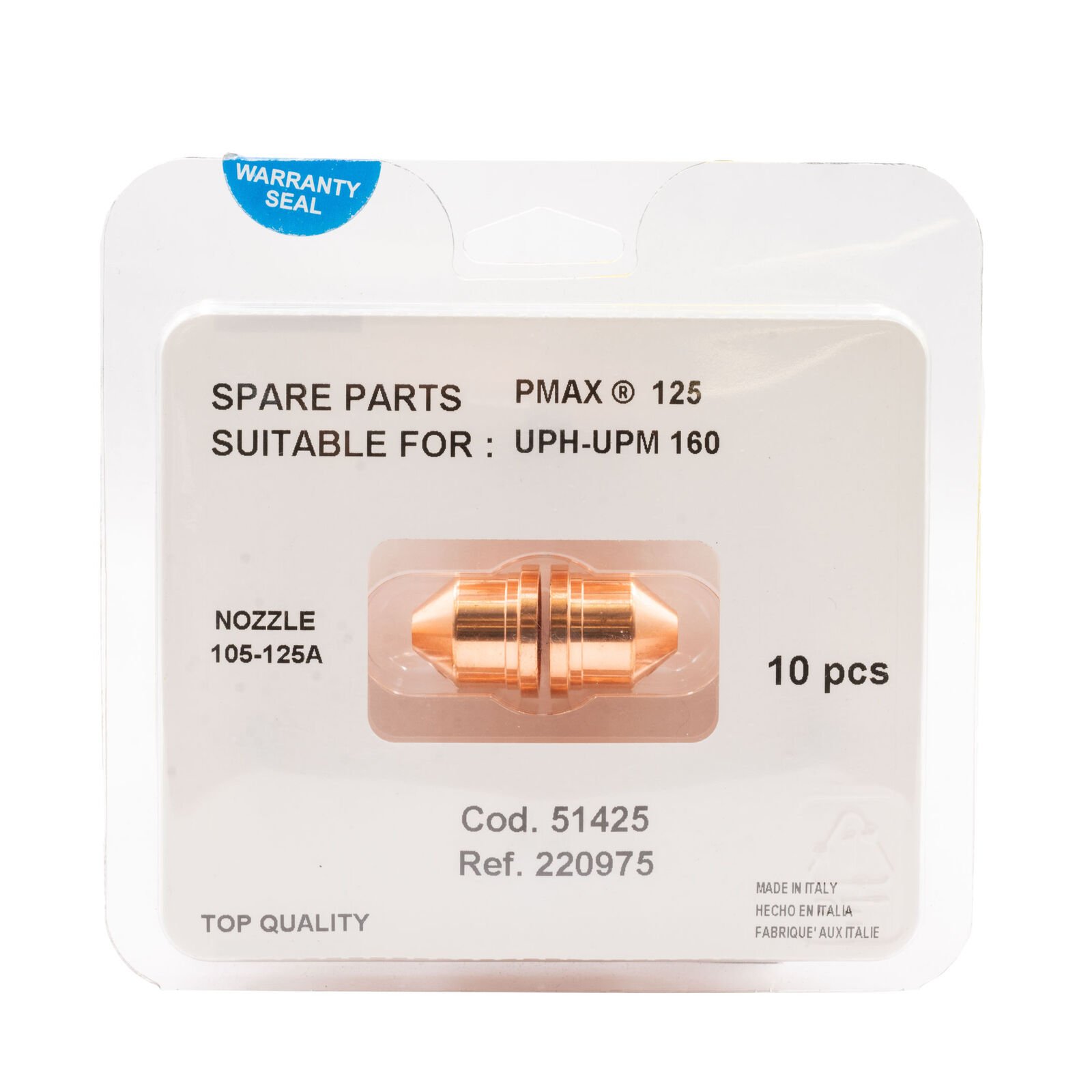 Plasma Cutter 125A Tip Nozzle to Suit Hypertherm Powermax 125 - 10 Each