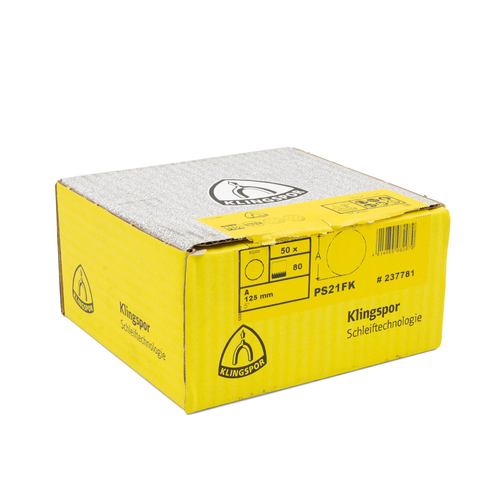 Klingspor 125mm Velcro Backing Sanding Disc Pad PS 21 FK 5" 80 Grit - No Dust Holes - 50 Each