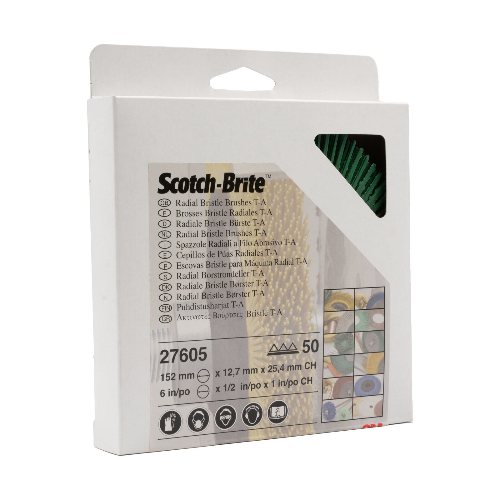 3M 61500151461 150mm x 12mm Scotch-Brite 50 Grit Angled Radial Bristle Brush