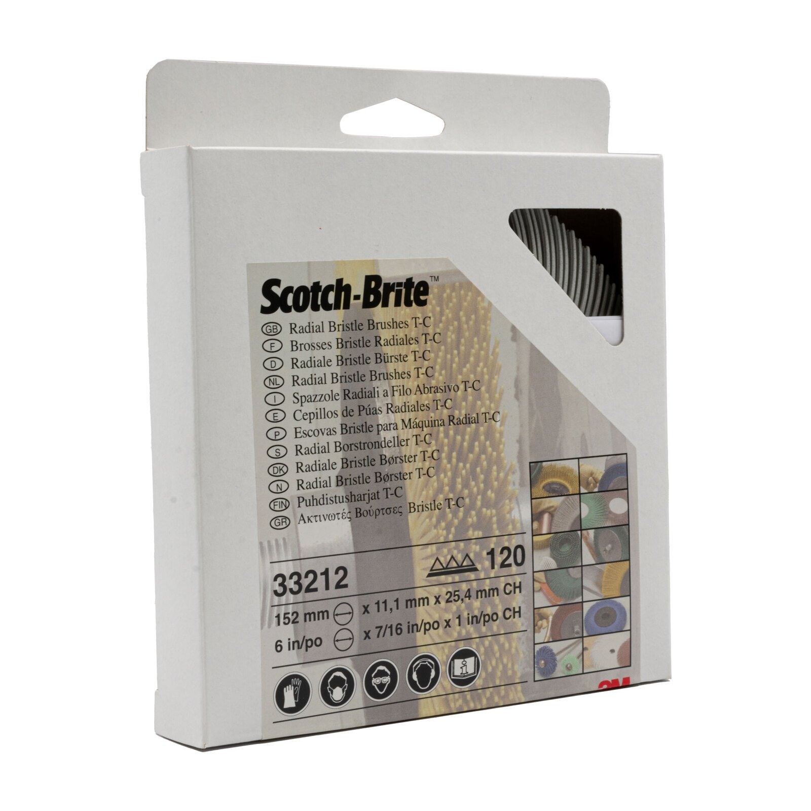 61500187747 3M 61500187747 150mm x 12mm Scotch-Brite 120 Grit Curved Radial Bristle Brush - Image 1