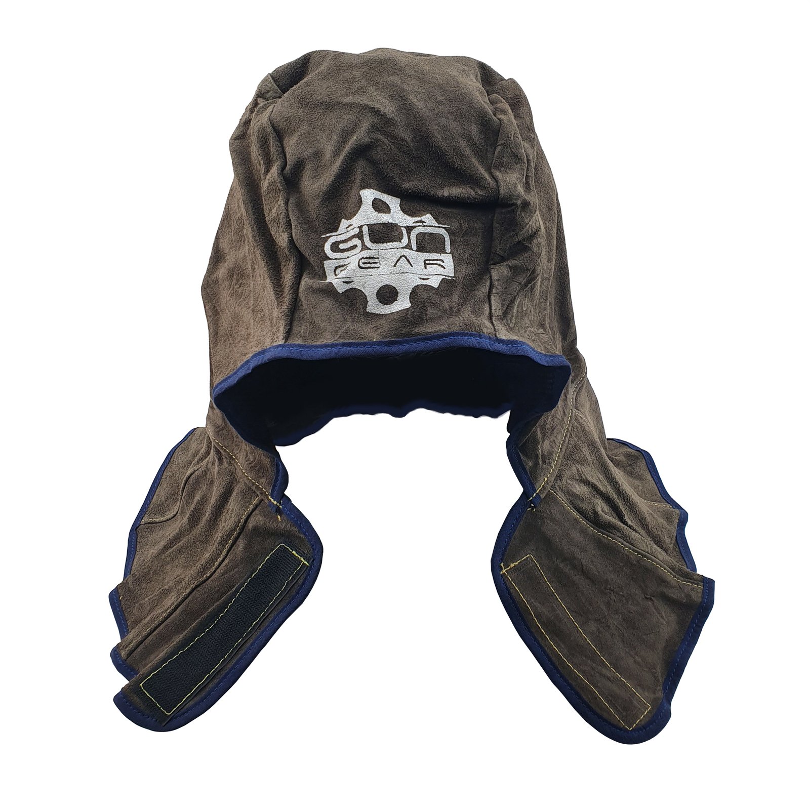 Charcoal Brown Split Cowhide Welders Hood/Snood with Cotton Mesh Lining
