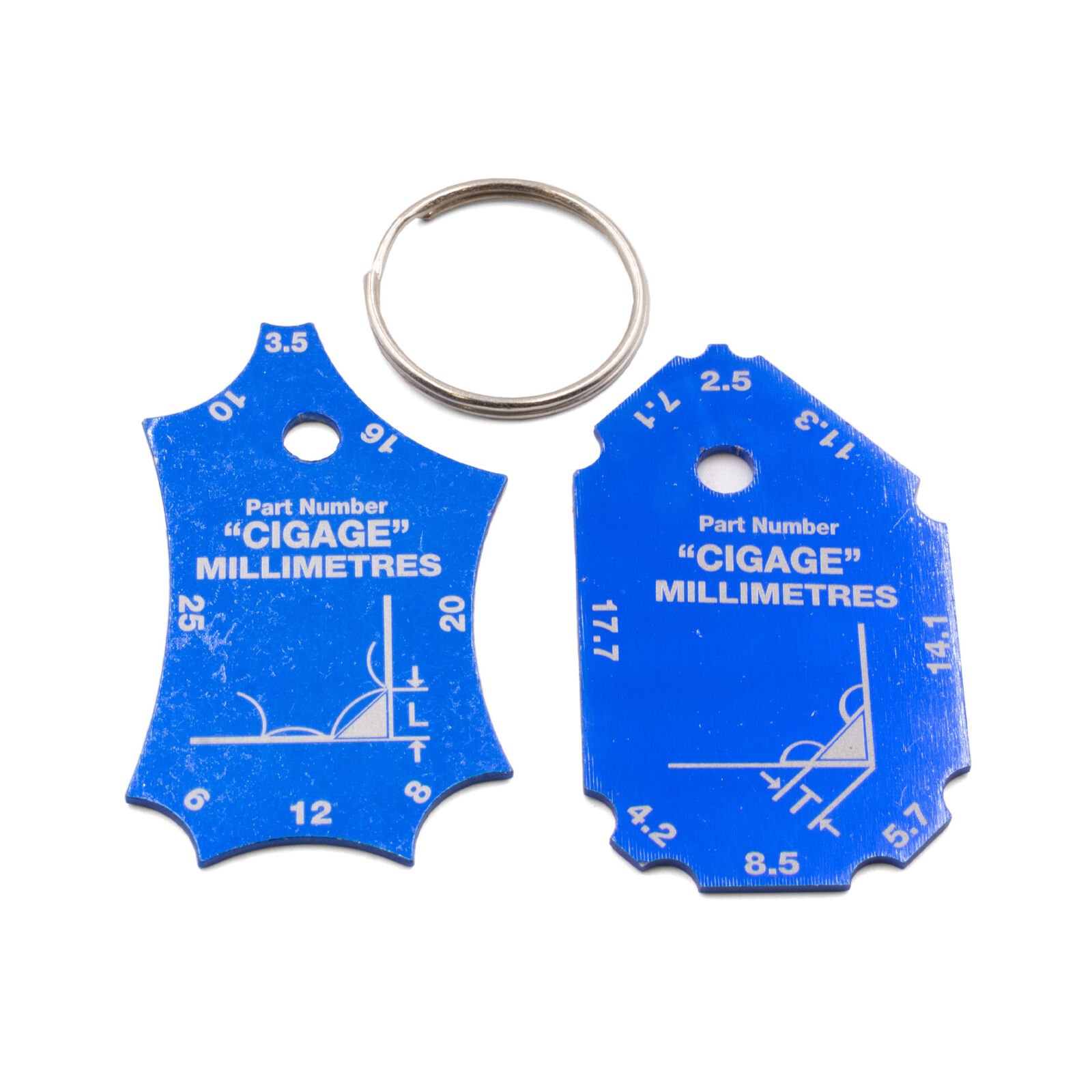 CIGAGE Metric Fillet Gauge - Weld Joint Two-piece Gauge Weld Tee Joint Welding Throat Depth Leg Leng