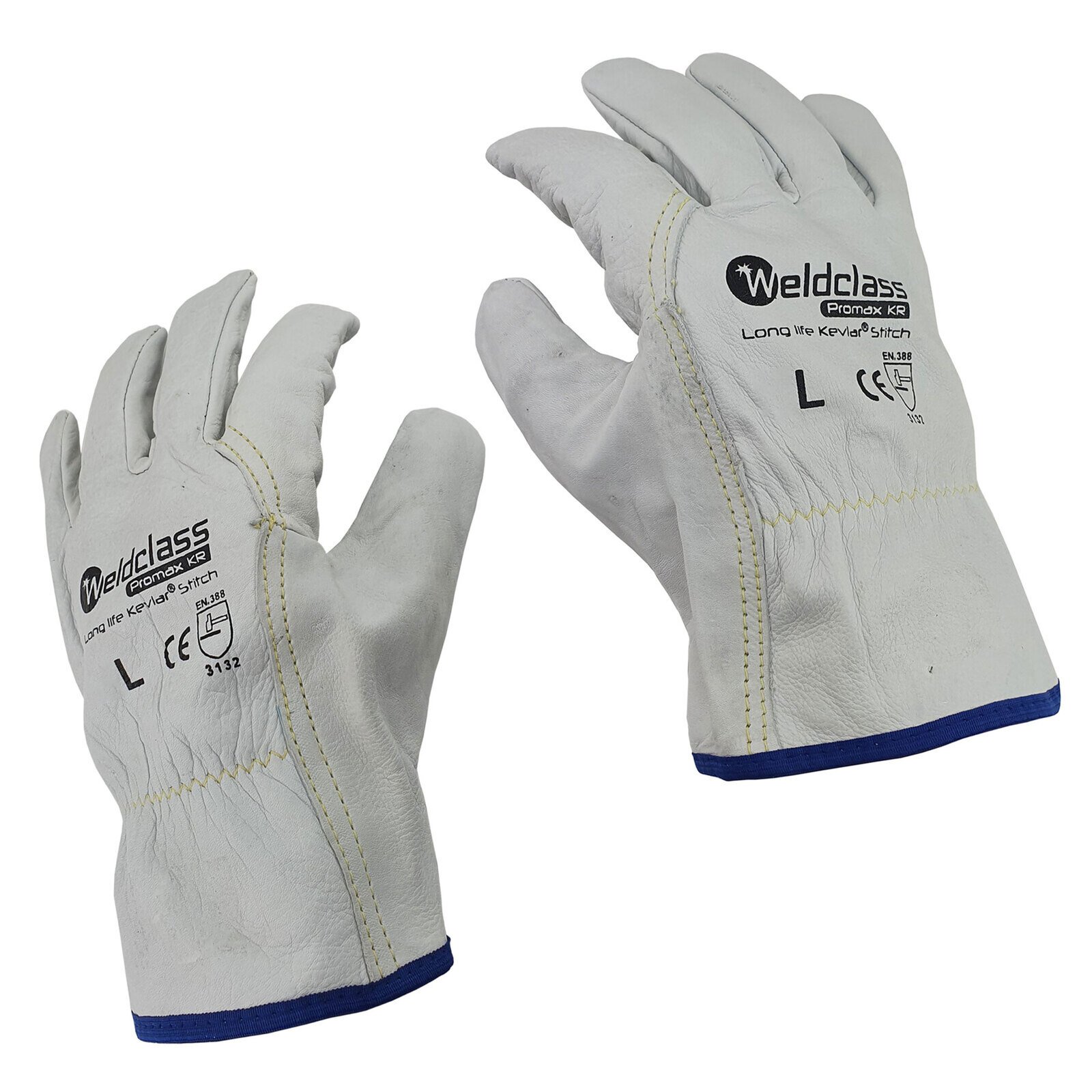 Large Riggers Gloves Cow Hide Leather - 12 Pairs