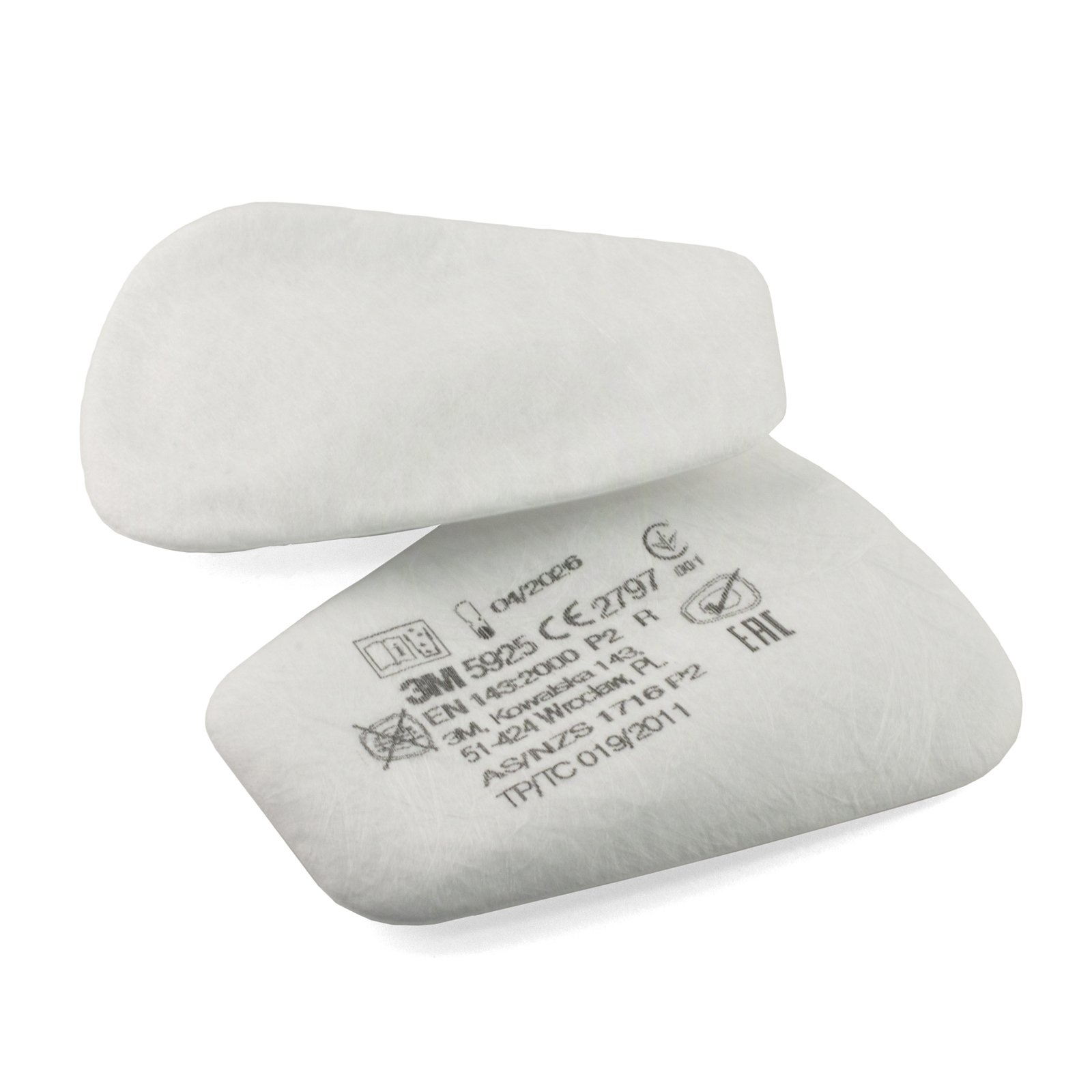 3M 5925 Particulate Filter P2 - 10 Pairs - Replacement Filters for 6000/7500/7800 Mask