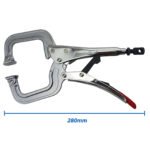 5 x Strong Hand Locking C-Clamp Pliers 280mm Long with Swivel Pad Ends