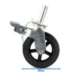 200mm (8"x2") Rubber Coated Castors for 2 Ton Pipe Stand 900 lbs (410kg) Load Rating - 1 E - Image 4