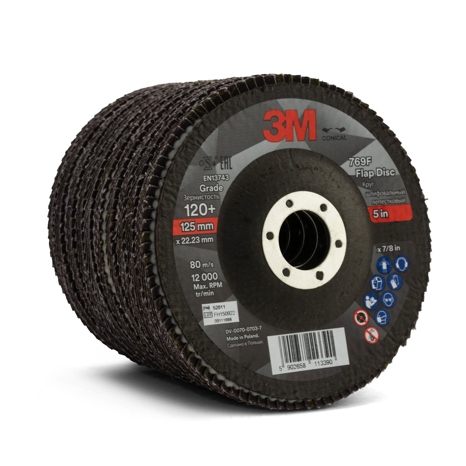 3M 769F 125mm 120 Grit Flap Disc 50 Pack UU010034740