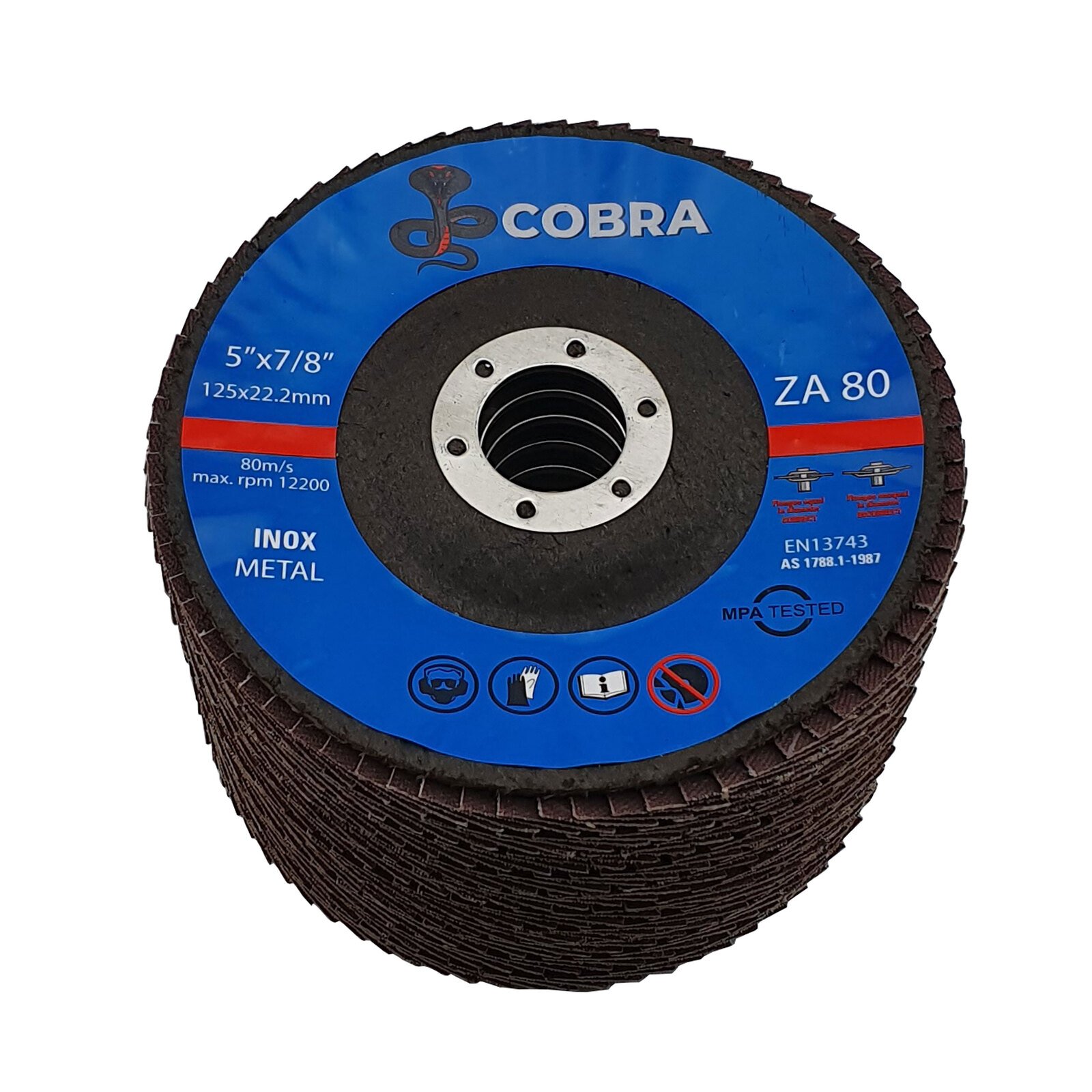 COBRA 5" / 125mm Flap Disc - 80 GRIT - 50 Pack