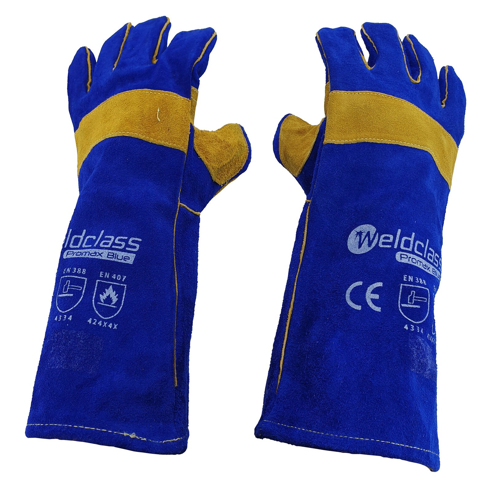 2x Promax Blue Mig Welding Gloves 40cm Long
