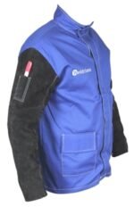 2XL Weldclass Welding Jacket Blue FR Leather Sleeves - Image 2