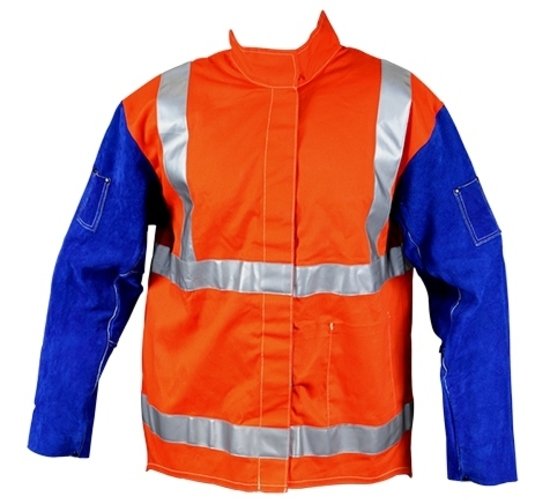 2XL PROMAX HV2 Welding Jacket - Hi-Vis w/ Leather Sleeves + Harness Flap
