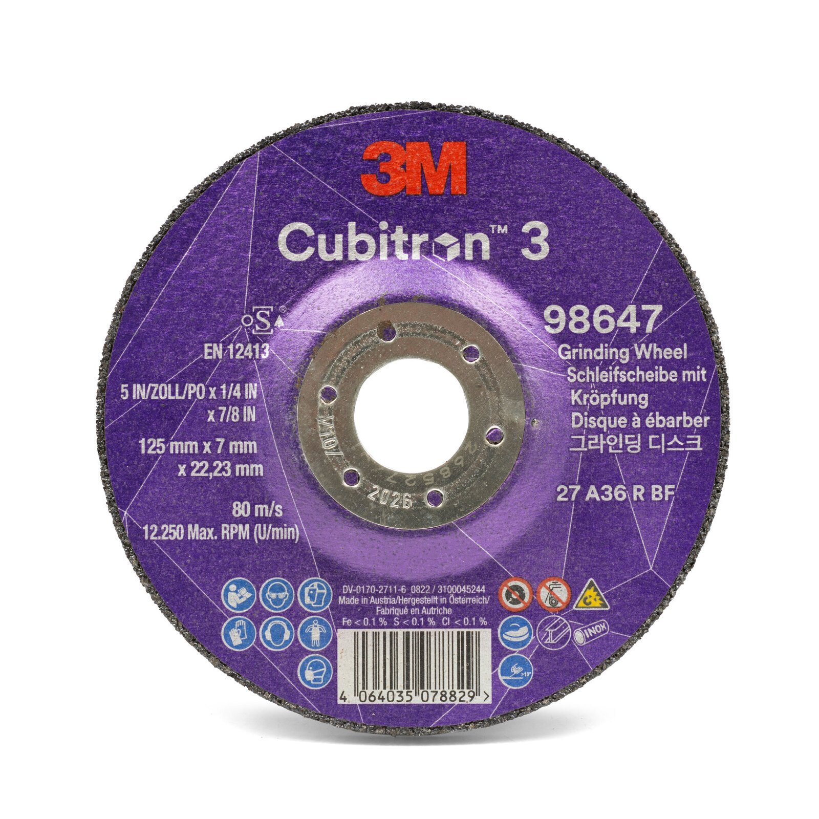 3M 98647 5" 36 Grit Cubitron 3 Grinding Disc 50pk