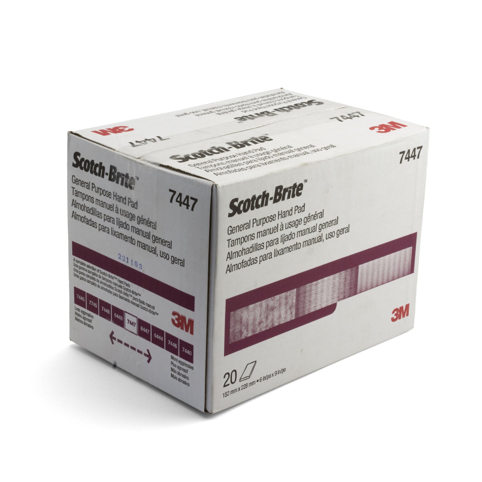 XE006000006_20 3M 150mm x 230mm Scotch-Brite 7447 General Purpose Hand Pad - 20 Each - Image 1