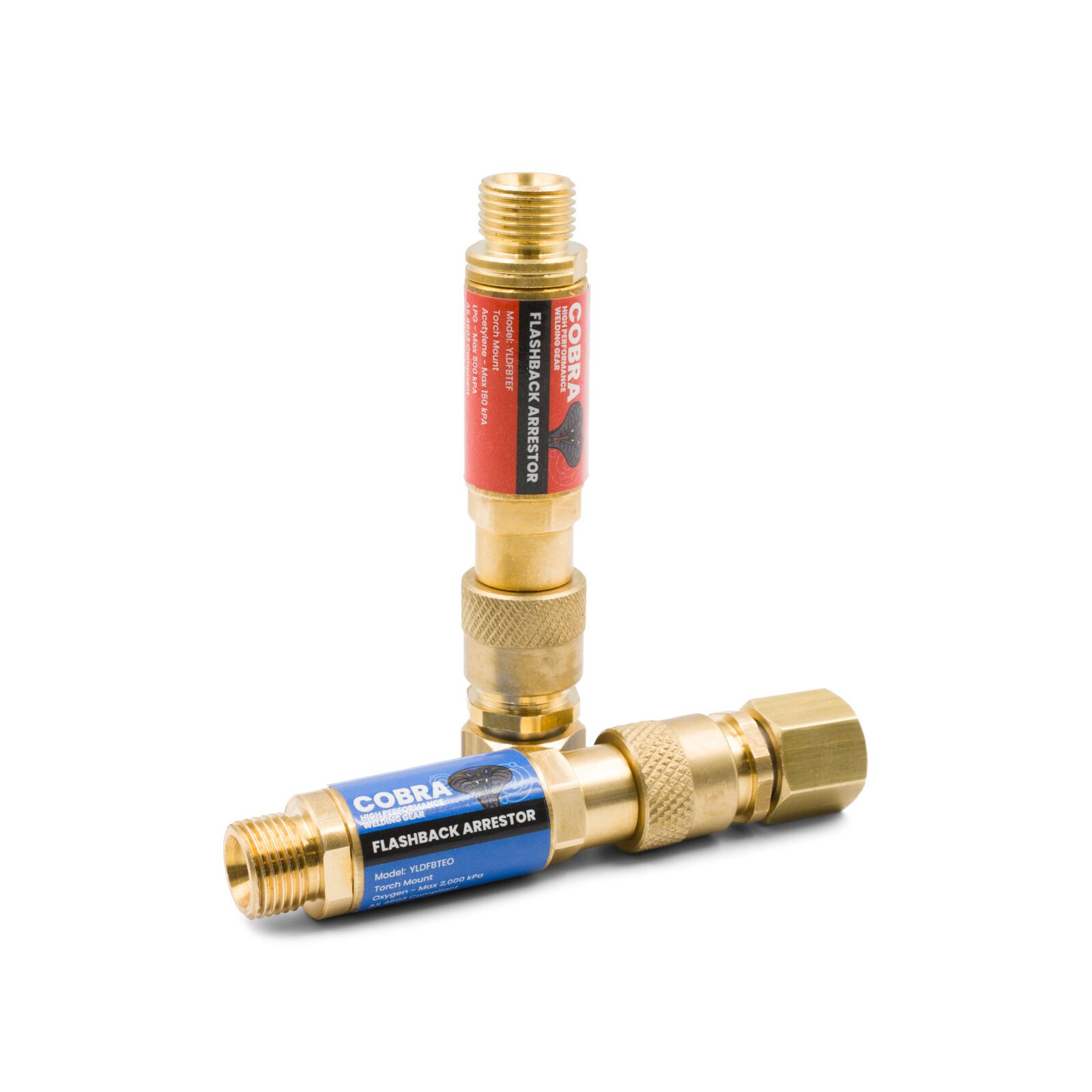 COBRA Oxygen & Fuel Gas Flashback Arrestor - Quick Connect Coupler - Torch End Twin Pack